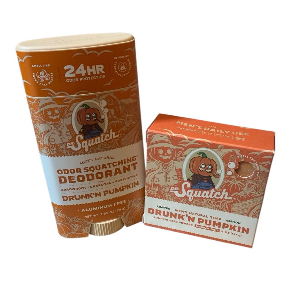Dr. Squatch Drunk'n Pumpkin Deodorant & Soap Set Limited Edition Fall Scent NEW!